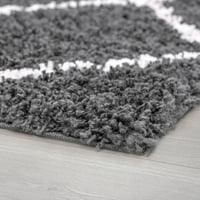 שטיח אזור עכשווי שאג אפור יהלום עבה, פיזור מקורה לבן קל לניקוי