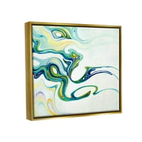 תעשיות סטופל גלי ירוק מודרני צורות גרפיות אמנות מתכתית זהב צף צפה קיר דפס אמנות קיר, עיצוב מאת דינה ד'רגו