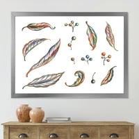 עיצוב אמנות 'עלים ופירות יער של ענבי בר' הדפס אמנות ממוסגר בוהמי ואקלקטי