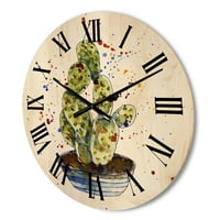 עיצוב עיצוב 'מופשט קקטוס עציץ' שעון קיר עץ מסורתי