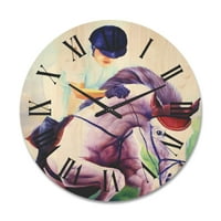 שעון קיר עץ חווה של עיצוב 'עיצוב' על שעון קיר עץ חווה של סוס ורוד.