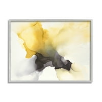 תעשיות סטופליות הפשטת ענן צהובה עתידנית צורת נוזל עיוות ציור כפרי אפור אמנות ממוסגרת אמנות קיר, 14, עיצוב