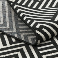 מרפסת Loomaknoti טרופית טרנטן 8 '10' גיאומטרית מקורה שטיח חיצוני שטיח שחור לבן