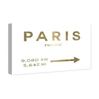 מסלול שדרת ערים ורקיע קיר אמנות בד הדפסי 'פריז תמרור מינימליסטי' אירופאי ערים - זהב, לבן