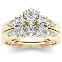1- קראט T.W. סט טבעת אירוסין זהב של יהלום בן שלוש אבן