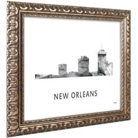 סימן מסחרי אמנות 'ניו אורלינס לוס אנג' לס סקייליין אמנות בד מאת מרלן ווטסון, מסגרת מעוטרת זהב