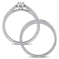 Miabella's Carat T.W. סט טבעת כלות כסף סטרלינג יהלום
