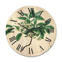 מעצב את 'עלים ירוקים עתיקים צמחים IV' שעון קיר עץ מסורתי