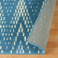 שטיח שברון שברון גיאומטרי מעולה, 5 '8', כחול
