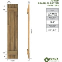 עבודת טחנה של Ekena 1 2 W 68 H Amerraft שלוש לוח חיצוני חיצוני עץ ריאלי הצטרף לתריסי לוח- N-Batten, Raisin