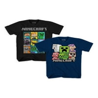 בנים Minecraft 4- בובל ערמומי CB חבילת חולצת טריקו גרפית עם שרוול קצר