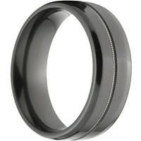 טבעת זירקוניום שחורה שטוחה עם חריץ מיליין במרכז אחד