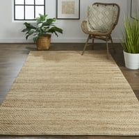 שטיח מבטא בעבודת יד טבעית, צבע אחיד, שיזוף ביסקוויט, 1 רגל-8 אינץ ' 2 רגל-10 אינץ