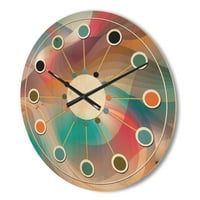 עיצוב 'צבע צבע נוצץ גלי רטרו דפוס' שעון קיר עץ מודרני של אמצע המאה