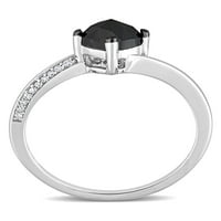 קראט T.W. כרית חתוכה כרית שחור וחתוך עגול יהלום 10KT טבעת עוקב זהב לבן טבעת אירוסין