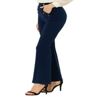 מציאות ייחודיות לנשים עיצוב כפתור המותניים הגבוהות של מכנסי התלקחות באורך מלא