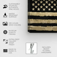 וינווד סטודיו אמריקנה ופטריוטי קיר אמנות בד הדפסת 'אהבה בהתחלה עור' דגלי ארה ' ב-זהב, שחור