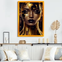 עיצוב חושני נוזלי אשת זהב נוזל נגד אמנות קיר ממוסגרת