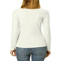 מציאות ייחודיות של נשים עגול צוואר קדמי טוויסט קדמי חולצה שרוול ארוך