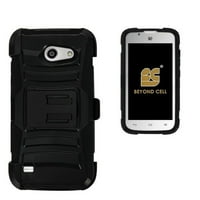 & E Shell Case Armor Kombo עבור Huawei מחווה היתוך y536a שחור שחור W חגורה קליפ נרתיק