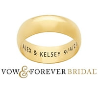 Wow & Forever Bindal Wedal 14K זהב מעל כסף סטרלינג בתוך להקת חתונה חרוטה