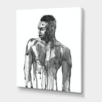 דיוקן של גבר אפריקני נאה על לבן אני מצייר הדפס אמנות בד