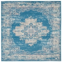שטיח שטיח אזור כחול מדליון אקלקטי.