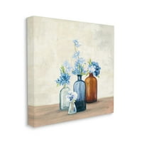 תעשיות סטופל פרחי בית כחולים בצנצנות ציור קאנטרי בציור בד קיר קיר עיצוב מאת ג'וליה פורינטון, 36 36