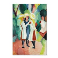 סימן מסחרי אמנות יפה אנשי קנבס אמנות 'שלוש בנות בכובעי קש צהוב אני' מאת אוגוסט מאקה
