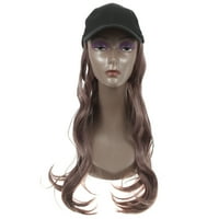 מציאה ייחודית כובע בייסבול עם שיער תסרוקת פאה גלי מתולתלת 24 לאישה סגול