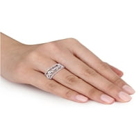 Miabella Carat T.G.W. ספיר לבן וקראט T.W. ערכת טבעת טבעת 3 חלקים של יהלום 14 קראט