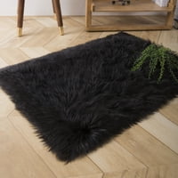 פנטוסקופ דלוקס רך פאו סדרת פרווה פרווה דקורטיבית שטיח מקורה שטיח מלבן, שחור, חבילה