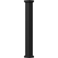 6 10 'Endura-aluminum Empire Column, פיר מרובע, לא מחודד, גימור שחור מרקם עם הון ובסיס